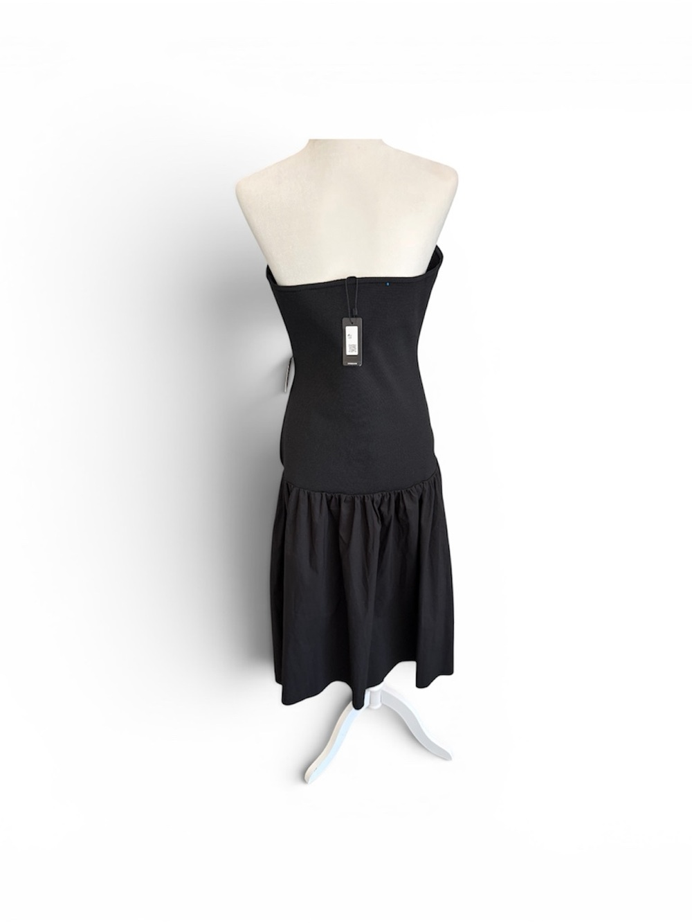 NWT Express Black Strapless Drop Waist Midi Dress With Full Gathered Skirt Size - Picture 5 of 8